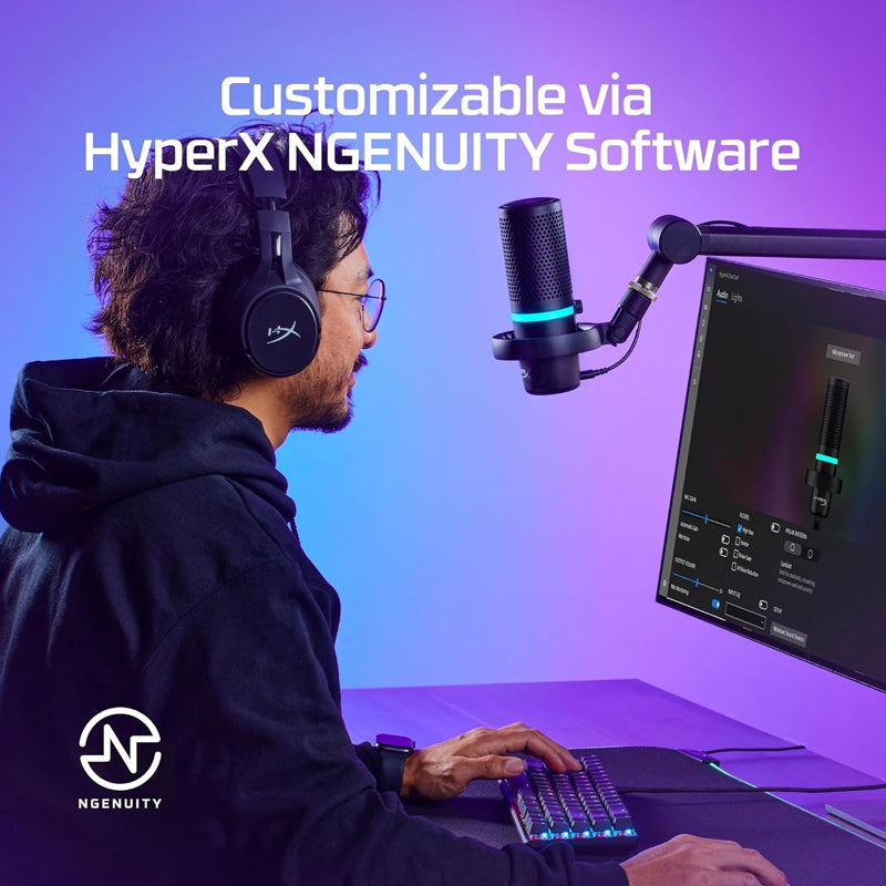 HyperX DuoCast Wired RGB Gaming and Streaming Microphone - Black