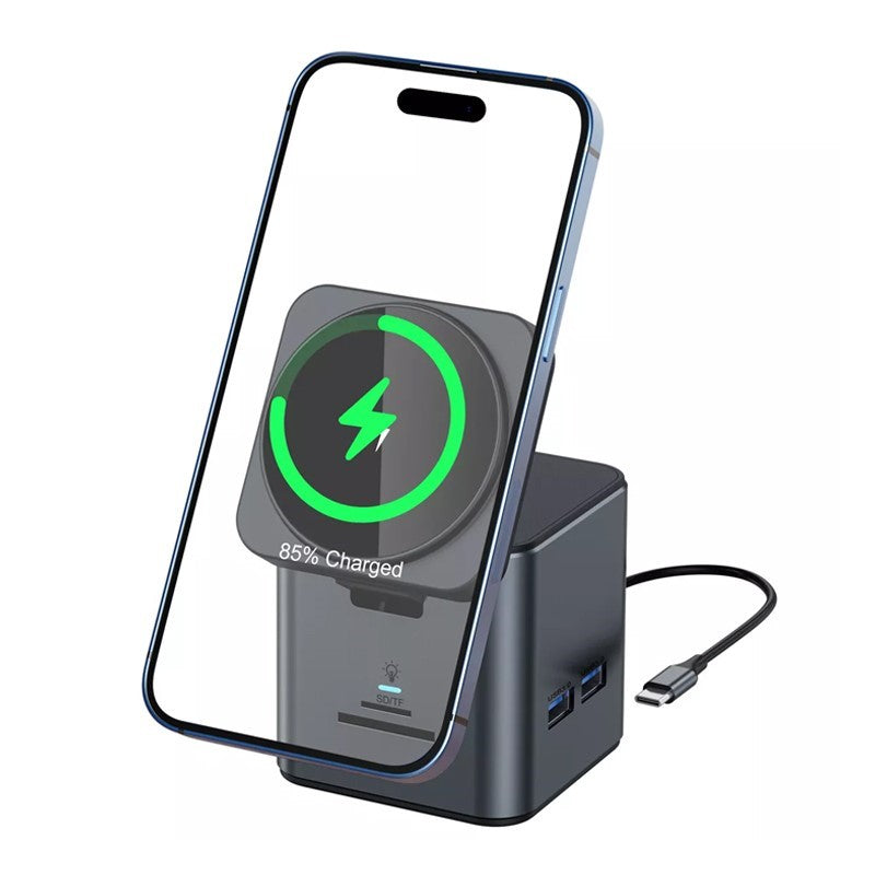 8 in 1, USB C Magnetic Docking Station Wireless Charger 100W PD 4K, (Pack of 2)