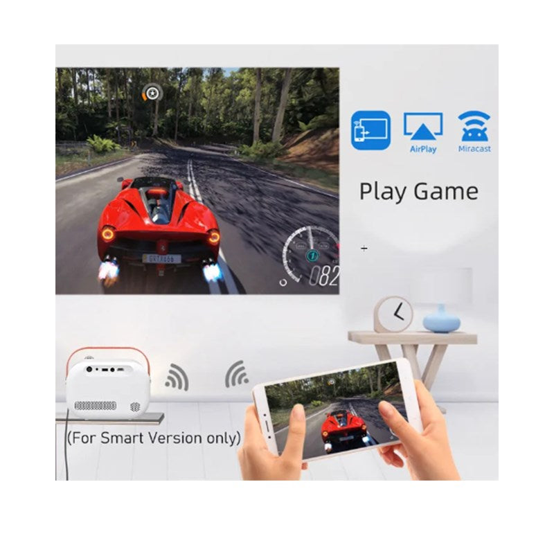 Volto Smart Android LED Portable Projector 5000 Lumens With Built-In Speaker, Wi-Fi & Bluetooth - White