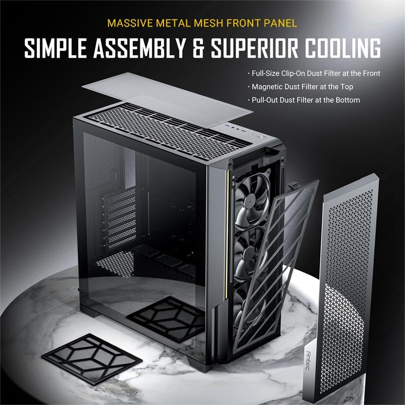 Antec P20C E-ATX Mid Tower Gaming PC Case - Black (3 Fans Included)