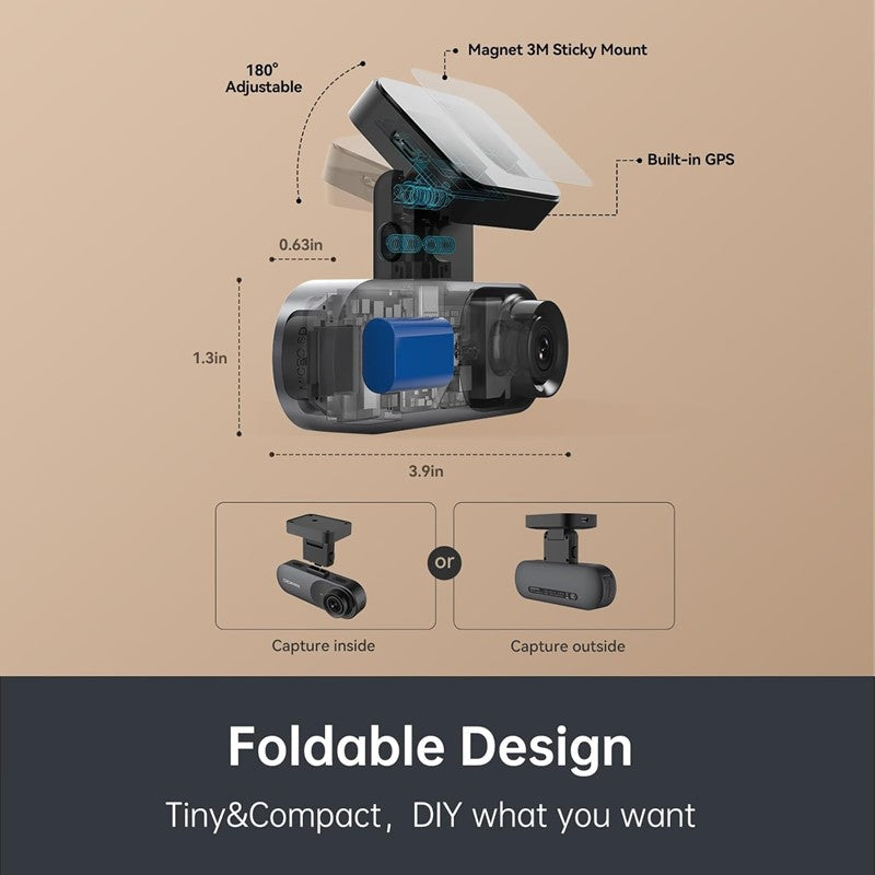 DDPAI Mola N3 Pro, 2.5K Dual Dash Cam Front and Rear, 1600p+1080p FHD for Cars with APP, Built-in Wi-Fi, GPS, Night Vision, 24H Parking Monitor