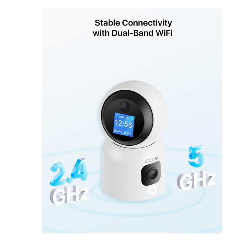 Zosi Indoor PT Camera with Screen, Dual Lens 3 MP + 3 MP