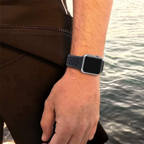 Apple Watch Soft Silicon Band For 42 MM / 44 Mm Apple Watch - Black/Black