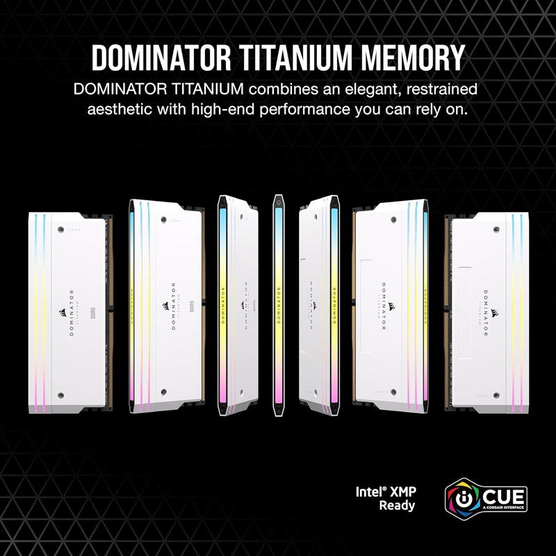Corsair DOMINATOR TITANIUM RGB 64GB (2x32GB) DDR5 DRAM 6600MT/s CL32 Intel XMP Memory Kit - White