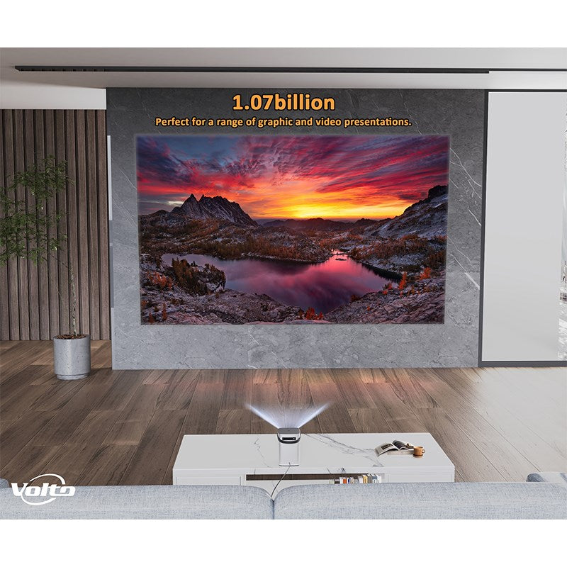 Volto Home FHD Smart Android LED Wired/Wireless Portable Projector 4000 Lumens With Wi-Fi & Bluetooth - Black