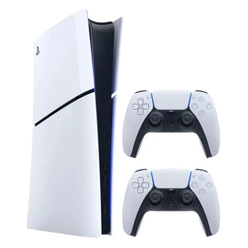 Sony PlayStation 5 (PS5) Slim Digital Console - Two DualSense Wireless Controllers Bundle - White + Sony PlayStation Portal Remote Player - Midnight Black