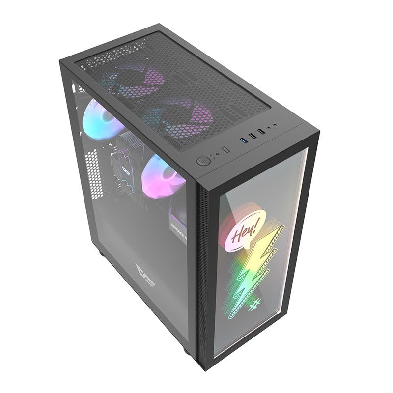 DarkFlash DK210 GRAFFITI ATX Mid Tower PC Gaming Case - Black