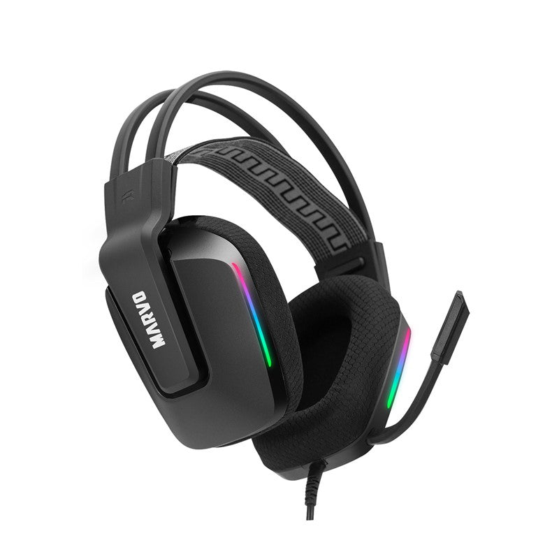 MARVO H8619 BK USB Wired RGB Gaming Headset With Detachable Microphone - Black