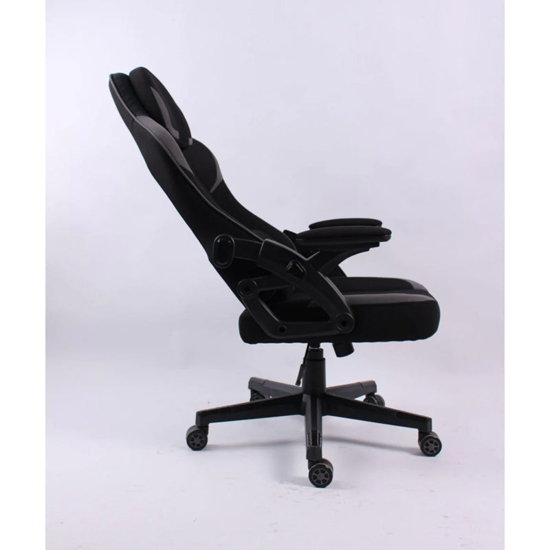 Black Bull Gaming Chair With Headrest Up & Down Slide Adjustable and Moveable Armrest, Fabric