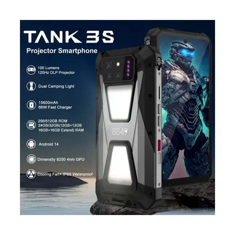 Unihertz 8849 TANK 3S 16 GB, 512 GB Memory, 15600 mAh Battery 5G Rugged Smartphone with Built-in Projector (Global Version)