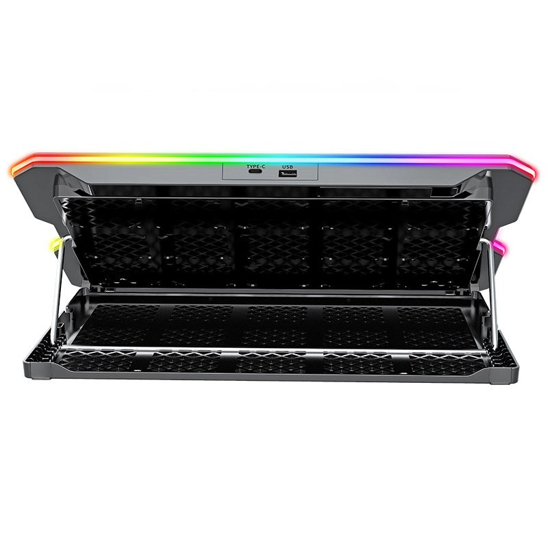 Gadgeton RGB Laptop Cooling Stand with 15 Fans & LCD Screen, USB & Type-C Ports For Laptops up to 15