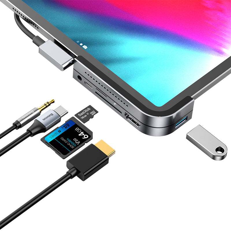 Baseus Bend Angle No. 7 Multifunctional 6 in 1 Type-C HUB Converter & Docking Station Customized for the iPad Pro
