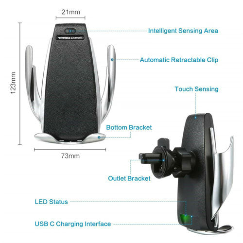 S5 Smart Sensor Car Wireless Charger for Dashboard and AirVent