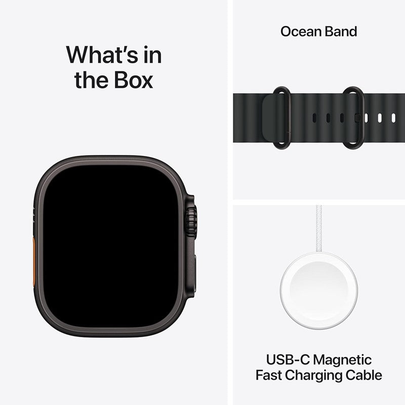 Apple Watch Ultra 3, 49mm, Black Titanium Case, Black Ocean Band, (GPS+Cellular)