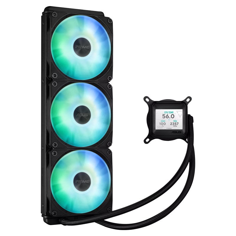Asus PRIME LC 360 ARGB LCD AIO Liquid CPU Cooler with 2.3-inch LCD Screen - Black