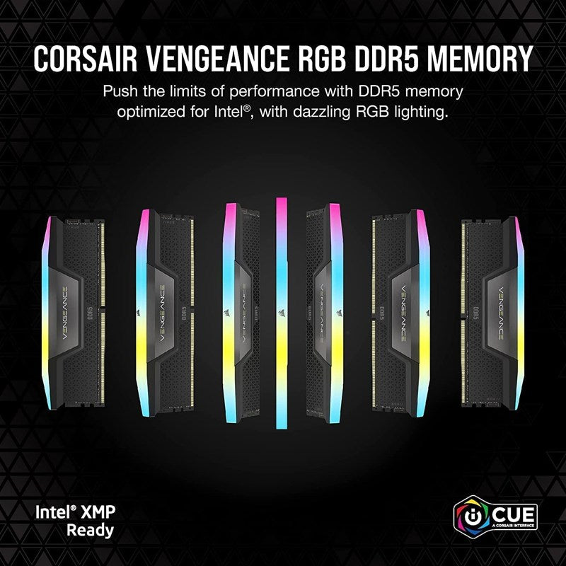 Corsair VENGEANCE RGB 64GB (2x32GB) DDR5 DRAM 6400MT/s CL32 Memory Kit - Black
