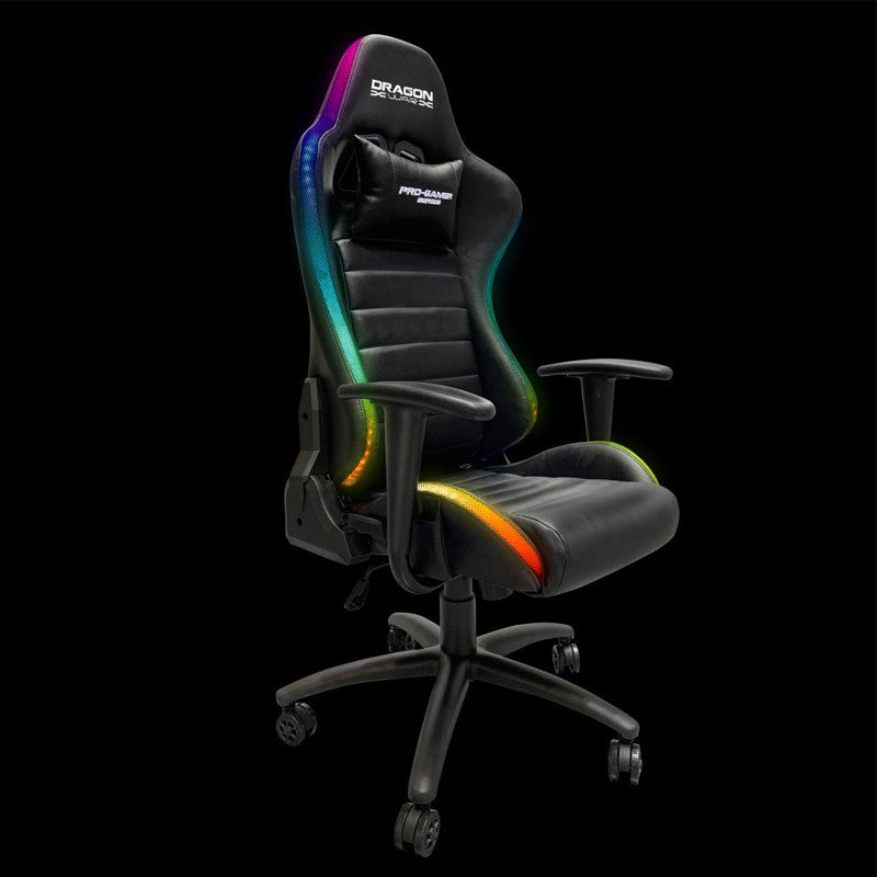 Dragon War GC-015 LED Racing Chair, 4D Armrest - Black
