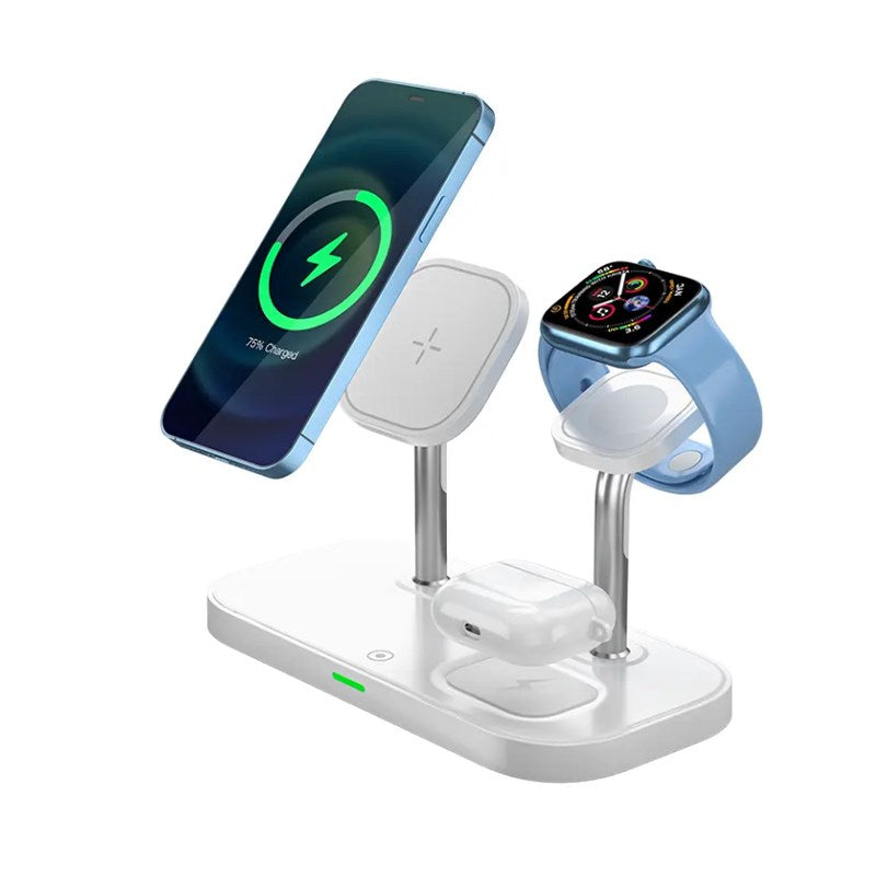 3 in 1, 15 W Wireless Charging Stand, Station For Multiple Devices - White