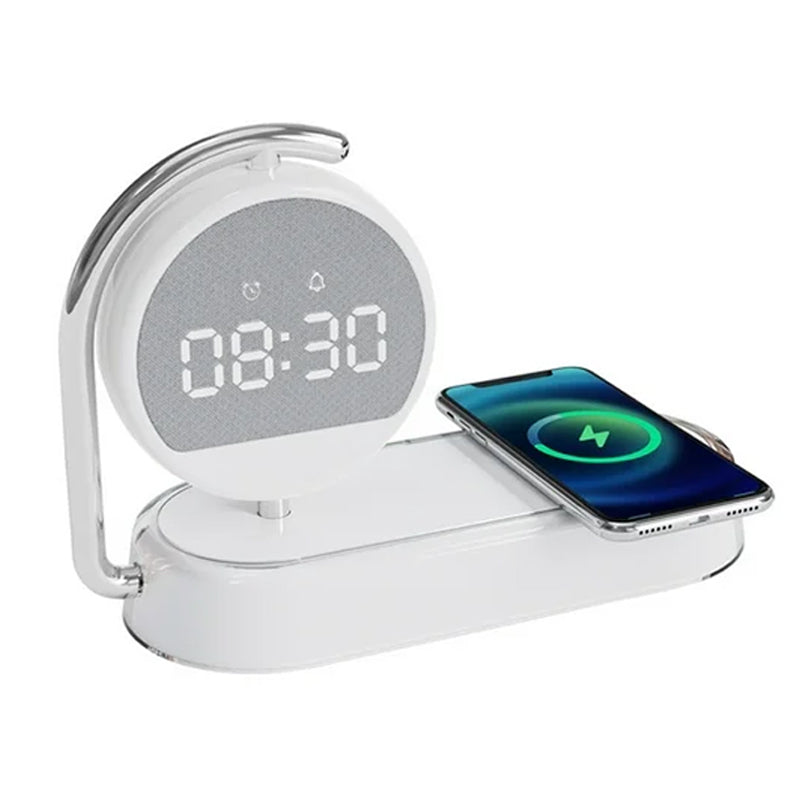 3 in 1 Night Light Alarm Clock, 3 Ways Dimmable Touch Table Lamp with 15 Wireless Charger, LED Digital Alarm Clock