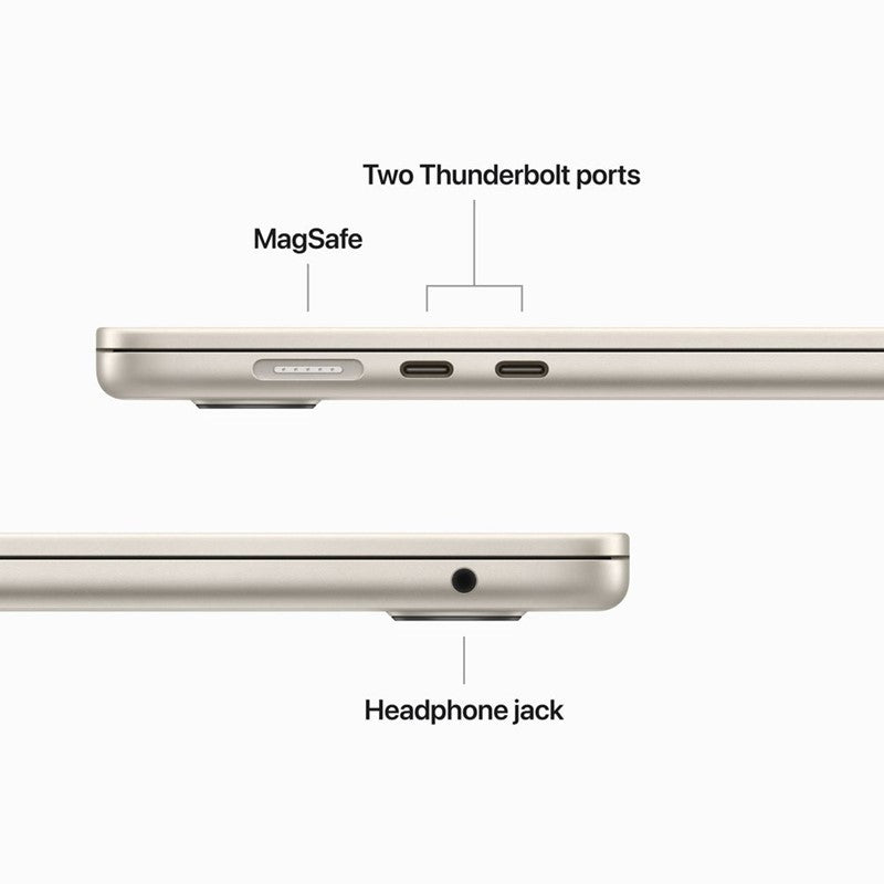 أبل , ماك بوك اير ام تو , شاشه مقاس 15 بوصه Retina, معالج(Apple M2), رام 8 جيجا , سعه 256 جيجا اس اس دى ,8-core CPU, 10-core GPU, لوحه ماتيح انجليزيه ,تاتش