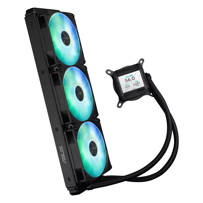 Asus PRIME LC 360 ARGB LCD AIO Liquid CPU Cooler with 2.3-inch LCD Screen - Black