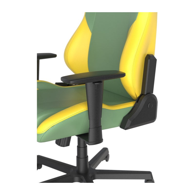 DXRacer Drifting Series XL Gaming Chair - Green/Yellow With Free GAMEON L-Shaped Slayer I Series Gaming Desk (129 x 129 x 74 cm)