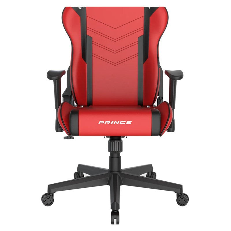 DXRaxer Prince-L PVC Leather Gaming Chair - Red/Black + Twisted Minds T-Shaped RGB Gaming Desk