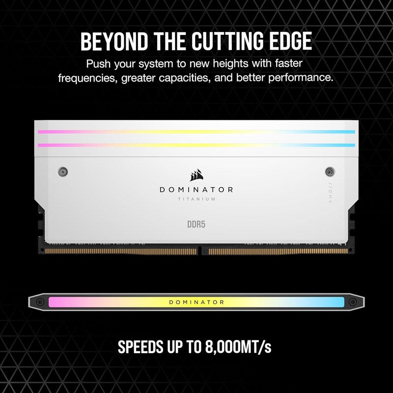 Corsair DOMINATOR TITANIUM RGB 64GB (2x32GB) DDR5 DRAM 6600MT/s CL32 Intel XMP Memory Kit - White