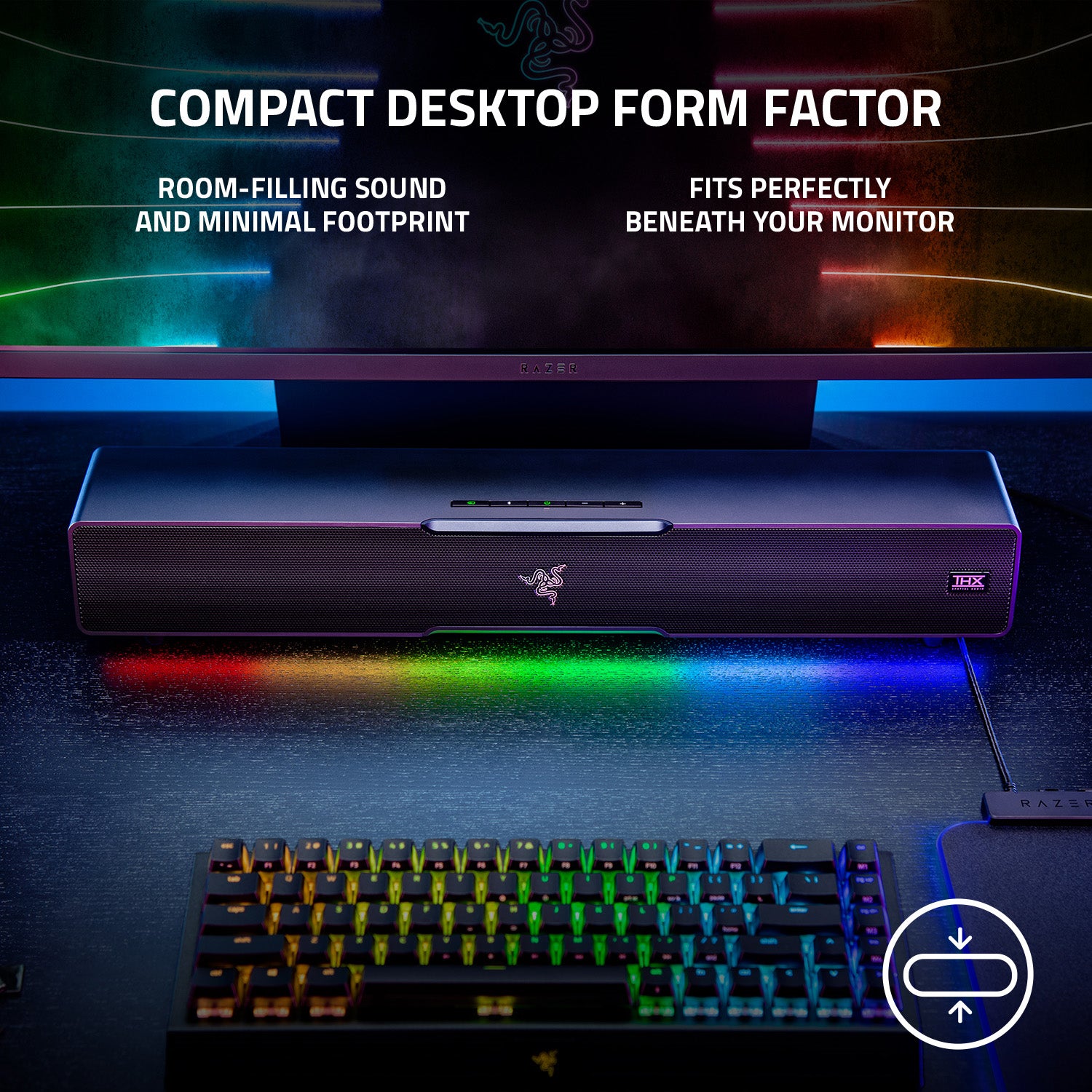 Razer Leviathan V2 Gaming Soundbar with Subwoofer, THX Spatial Audio, Bluetooth 5.2, USB Audio Input, Black