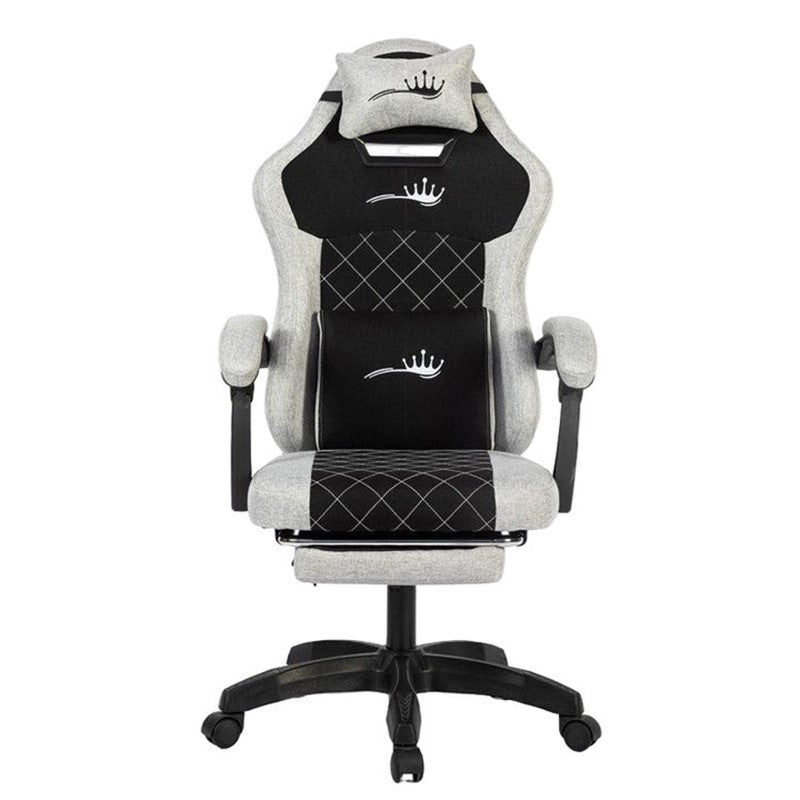 Royal King Gaming Chair with Footrest - Black/White + Twisted Minds T Shaped RGB Gaming Desk (Dimension: 100 cm x 60 cm x 75 cm)