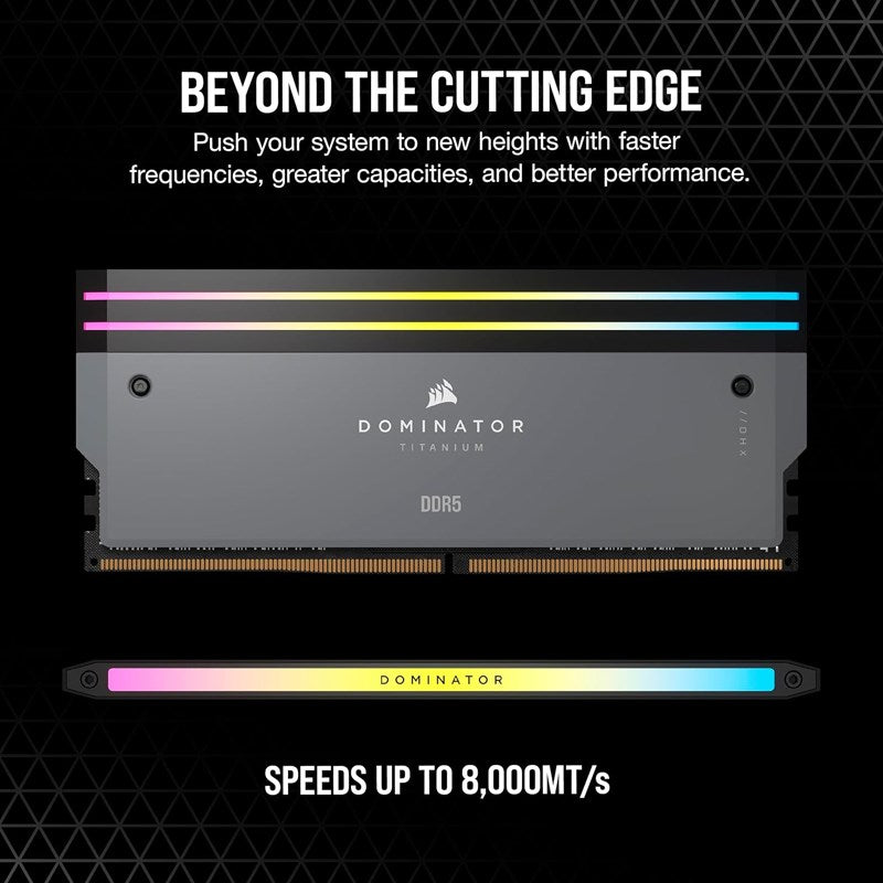 Corsair DOMINATOR TITANIUM RGB 64GB (2x32GB) DDR5 DRAM 6000MT/s CL30 AMD EXPO & Intel XMP Memory Kit - Grey