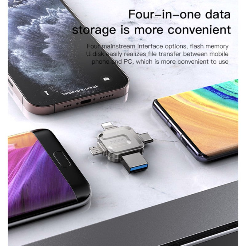 Yesido 128 GB 4 in 1 Flash Memory U Disk OTG USB Flash Drive