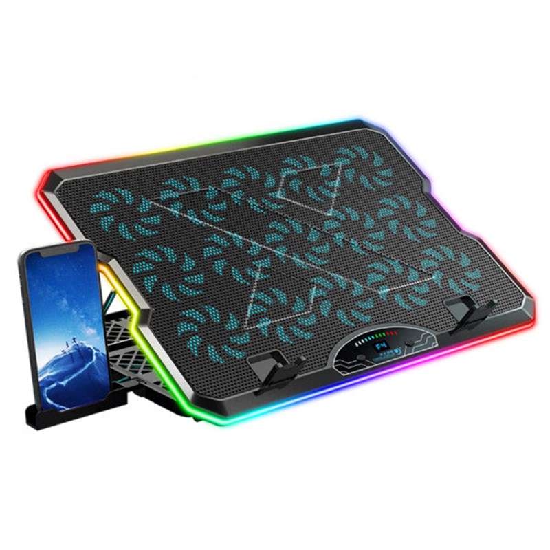 Gadgeton RGB Laptop Cooling Stand with 15 Fans & LCD Screen, USB & Type-C Ports For Laptops up to 15
