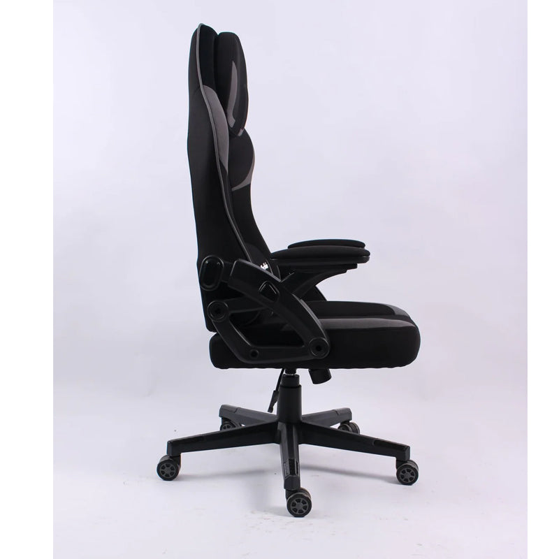 Black Bull Gaming Chair With Headrest Up & Down Slide Adjustable and Moveable Armrest, Fabric