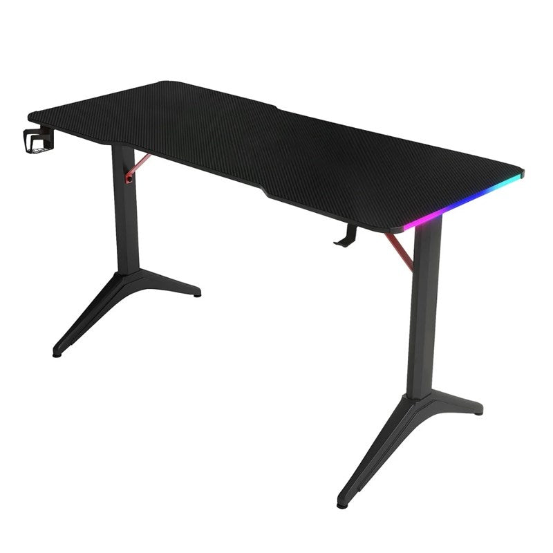 Royal RGB Lighting Gaming Desk with Carbon Fiber Surface - Black