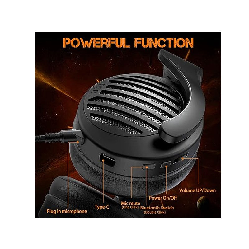 OCG Gaming Headset Dual Wireless Lossless 2.4G Bluetooth Gaming Headphones with Detachable Microphone 50mm Speakers - for PC, PS4, PS5, Smartphone, MacBook, Notebook, Tablet