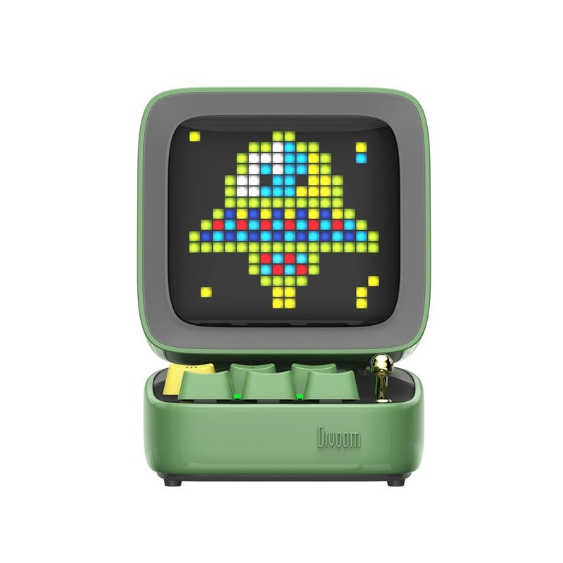 Divoom Ditoo-Pro Retro Pixel Art Bluetooth Speaker with RGB Mechanical Keyboard – White & Green