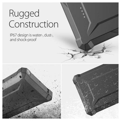 RAVPower Rugged Waterproof 10050mAh PD QC 3.0 Power Bank - Black