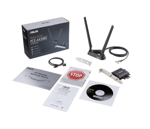 ايسوس AX3000 محول PCI-E WiFi 6 802.11ax مزدوج النطاق مع هوائيين خارجيين