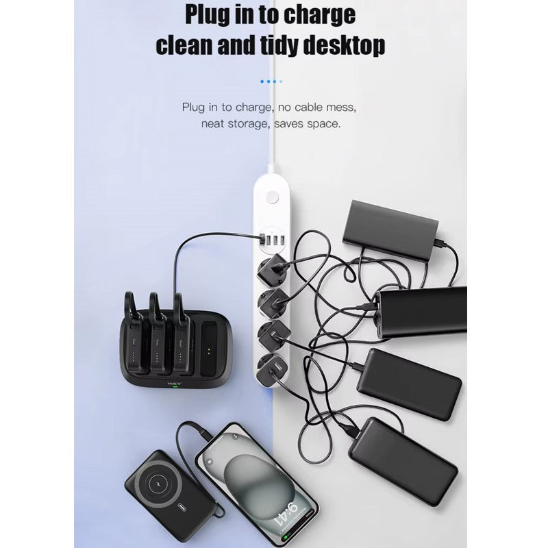 WST 4 in 1 Power Bank Docking Station (4 x 10000mAh) with Built-in Type C Cable