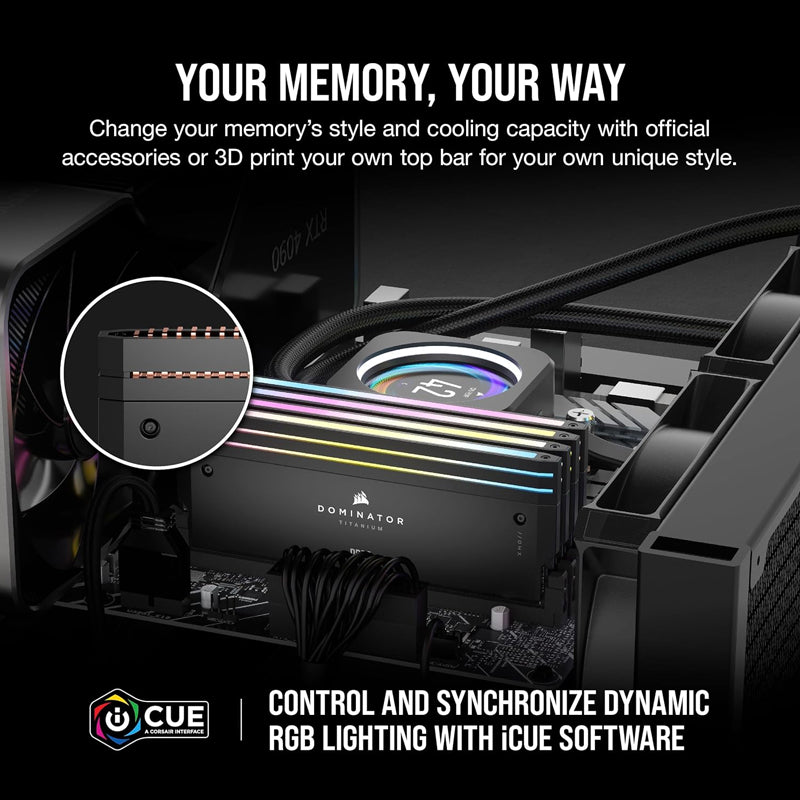 Corsair DOMINATOR TITANIUM 64GB (2 x 32GB) RGB DDR5 6400MHz CL32 Memory Kit