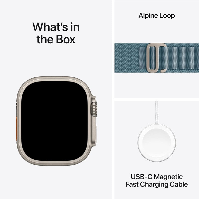 Apple Watch Ultra 3, 49mm, Natural Titanium Case, Light Blue Alpine Loop, (GPS+Cellular)