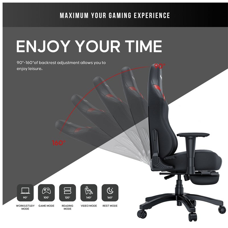 Andaseat Luna Pro with Footrest, Large Gaming Chair, PVC Leather