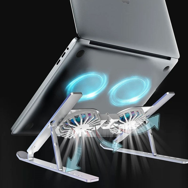 Aluminum Foldable Gaming Laptop Cooler 2 Fan Cooling Pad For All Laptops