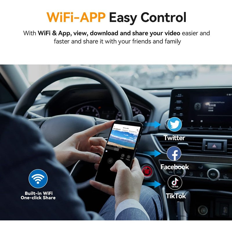 DDPAI Mini Pro Dash Cam, Wi-Fi 1296p Dash Camera, Emergency Accident Lock, 140 Wide Angle, Car DVR Dashboard Camera with G-Sensor, WDR, Built-in Super Capacitor