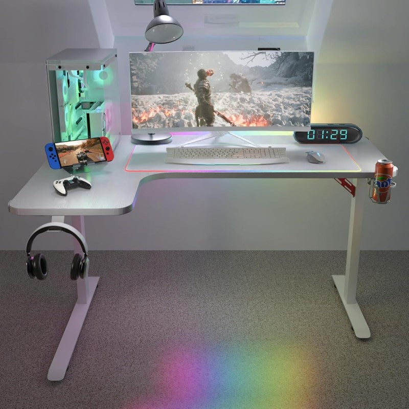 Royal RGB L Gaming Desk (Left Side) 140 x 60 x 100 cm - White