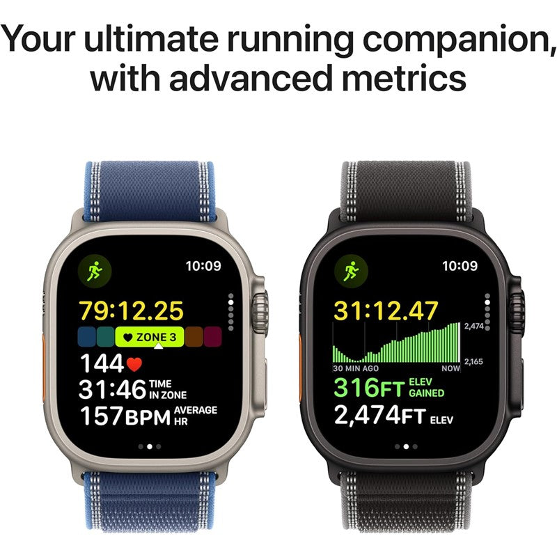 Apple Watch Ultra 3, 49mm, Natural Titanium Case, Blue/Bright Blue Trail Loop, (GPS+Cellular)