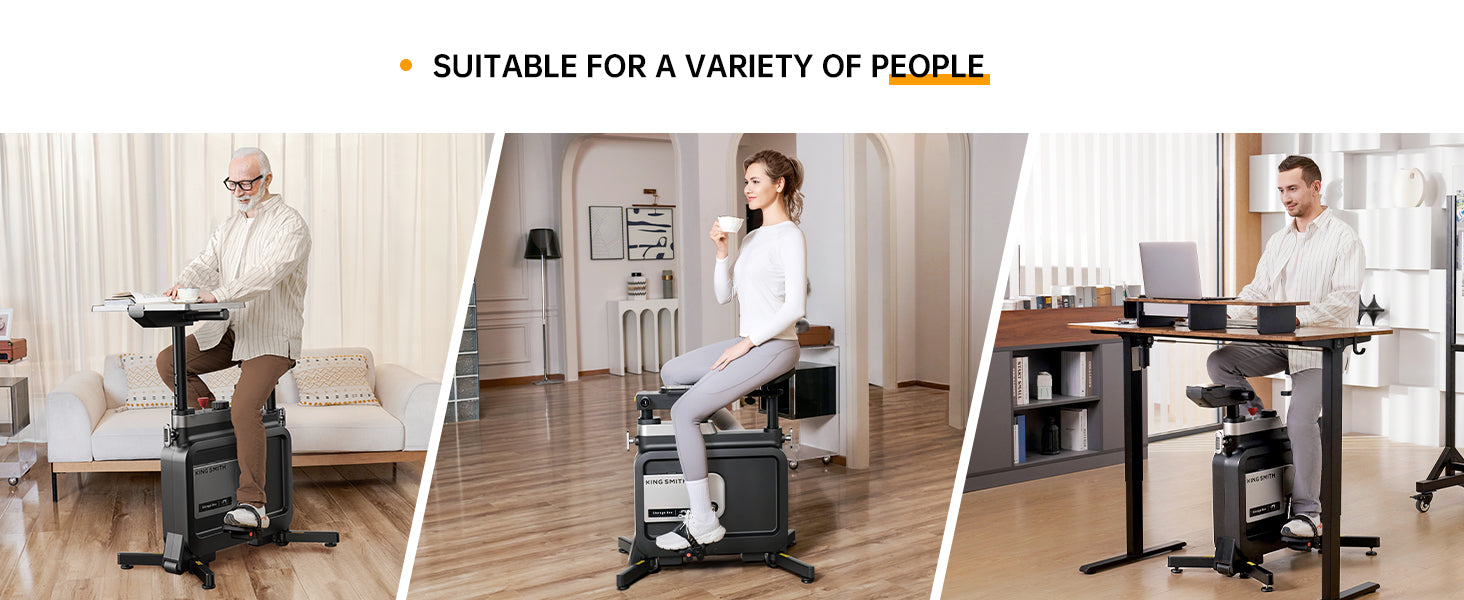 King Smith Foldable Workstation Exercise Bike with Adjustable Resistance, Desktop Stand - Black