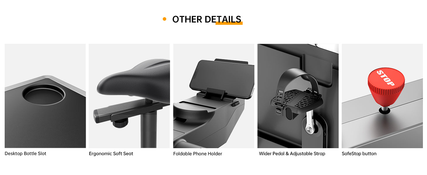 King Smith Foldable Workstation Exercise Bike with Adjustable Resistance, Desktop Stand - Black