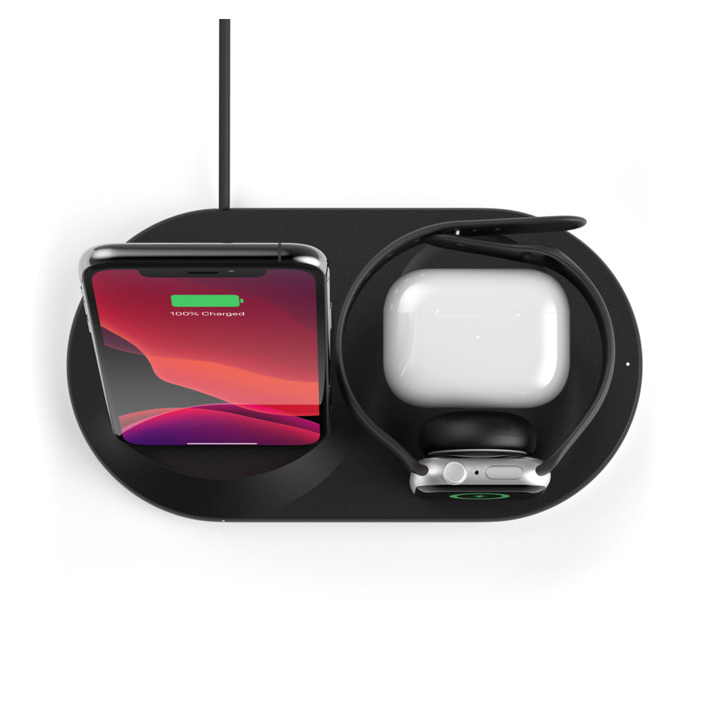 Belkin 3-in-1 Wireless Charger (7.5W Wireless Charging Station for iPhone, Apple Watch and AirPods) - Black